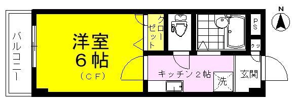 エルマーノ(1K/2階)の間取り写真