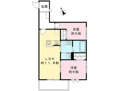 FAIRFIELD COTTAGE(2LDK/1階)の間取り写真