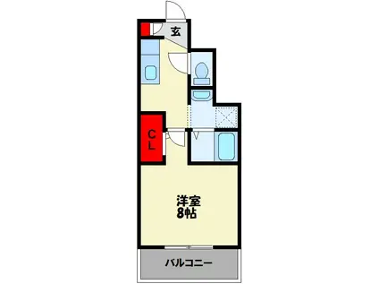 パークサイドイン桃山(1K/1階)の間取り写真