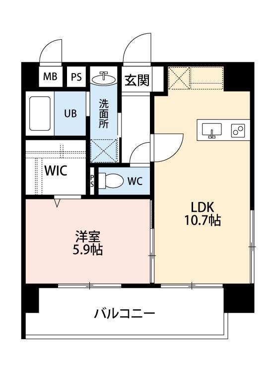 免疫ビルEXCIA II(1LDK/2階)の間取り写真