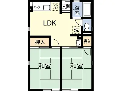 シティハイム島野(2DK/1階)の間取り写真