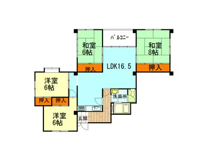 ロイヤルマンション藤(4LDK/1階)の間取り写真