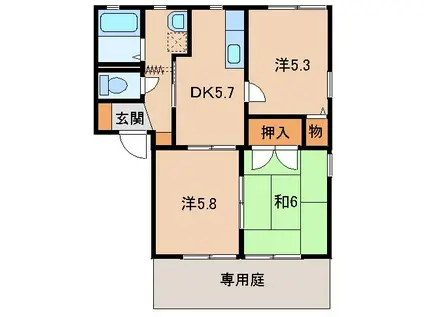 ジョイハイツマサキ(3DK/1階)の間取り写真
