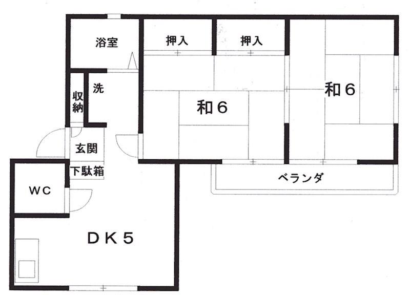 葵ハイツ2(2K/1階)の間取り写真