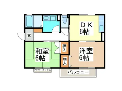 ビオレータ宮入 A棟(2DK/2階)の間取り写真