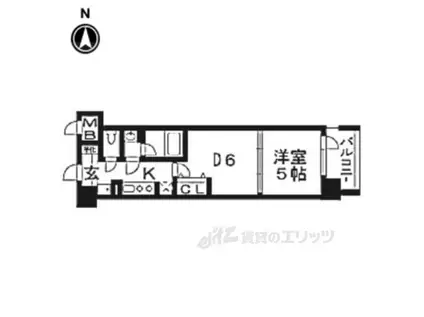 ファーストフィオーレ京都西京極(1DK/4階)の間取り写真