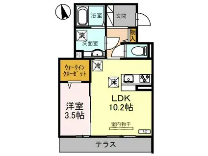 ラルジュ飯塚(1LDK/1階)の間取り写真