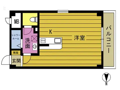 ＪＲ日豊本線 別府駅(大分) 徒歩6分 4階建 築12年(ワンルーム/2階)の間取り写真
