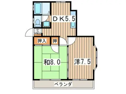 カーサ仲田(2DK/1階)の間取り写真