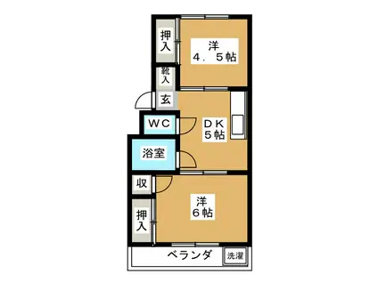 ヤマサイコーポ3号棟(2DK/1階)の間取り写真