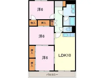 ロイヤルガーデン徳倉弐番館(3LDK/3階)の間取り写真