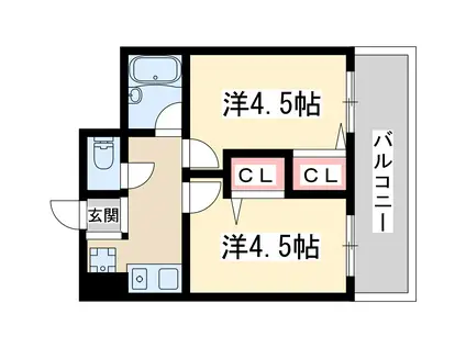 木川東エクセルハイツ(2K/2階)の間取り写真