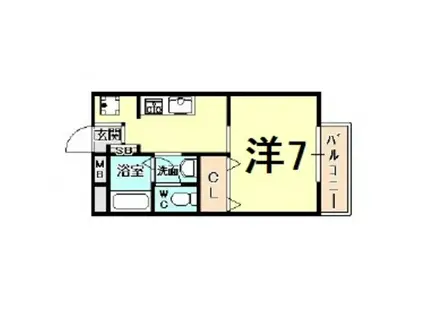 シュロス甲東園A(ワンルーム/2階)の間取り写真