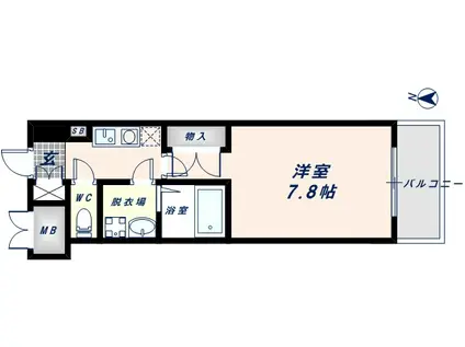 CASSIA高井田 ノース COURT(1K/8階)の間取り写真