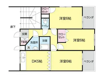 五島 ビル(3LDK/3階)の間取り写真