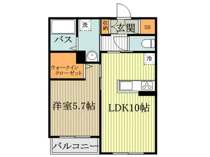 サンモージュ(1LDK/2階)の間取り写真