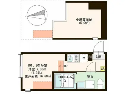 HERMITAGE(ワンルーム/1階)の間取り写真