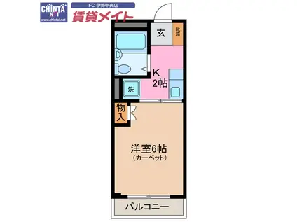 杉沢ハイツ(1K/3階)の間取り写真