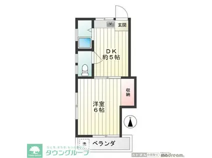 グリーンハウス(1DK/2階)の間取り写真