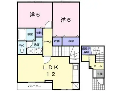 アヴェニュー高島(2LDK/2階)の間取り写真