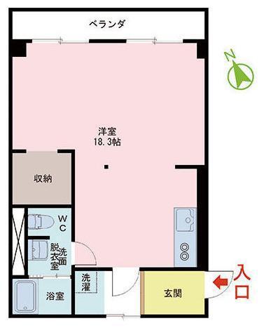 カモハイツ(ワンルーム/3階)の間取り写真