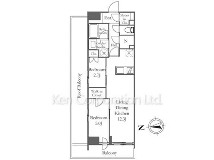 パークアクシス品川天王洲アイル(2LDK/10階)の間取り写真