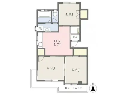 フローレス菜根(3DK/2階)の間取り写真