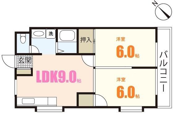 森田ビルNO1(2LDK/2階)の間取り写真