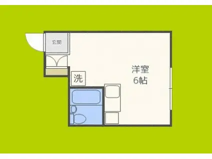 タカダハイツ6(ワンルーム/2階)の間取り写真