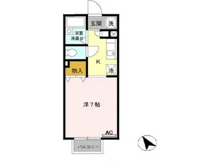 パセオ姫路II(1K/2階)の間取り写真