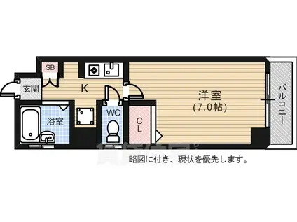 セブンビル(1K/3階)の間取り写真