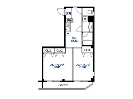 シャンブルドゥオリオール 2(2K/2階)の間取り写真