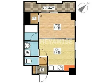 イ・メゾン麹屋(1DK/6階)の間取り写真