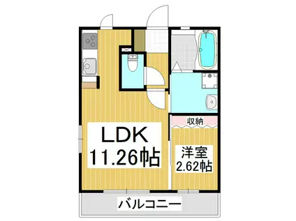 ARCADIA緑ヶ丘 ウエスト(1LDK/2階)の間取り写真