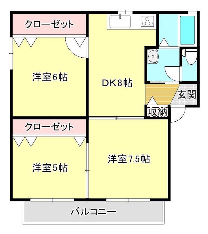ディアージュ(3DK/1階)の間取り写真