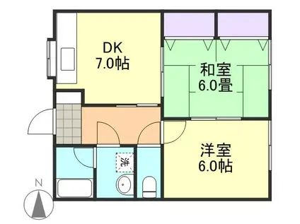 ベルフルール(2DK/1階)の間取り写真