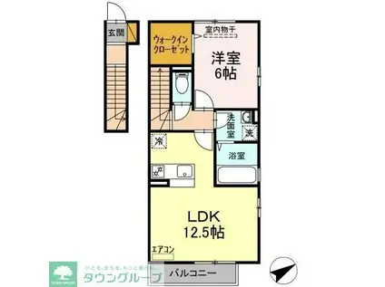 ルージュエクレール(1LDK/2階)の間取り写真