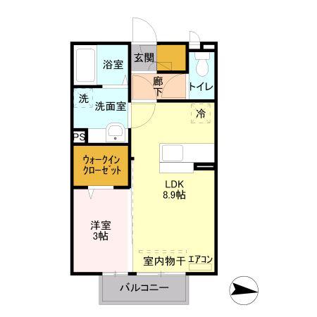 メゾン ベローム(1LDK/2階)の間取り写真