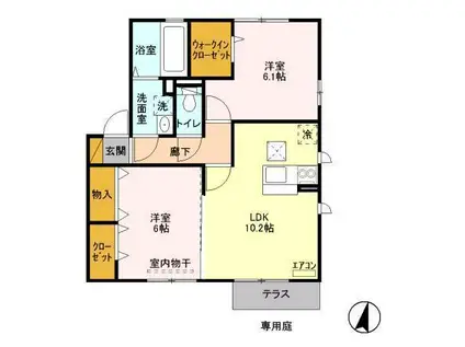 フォーチュンIII(2LDK/1階)の間取り写真