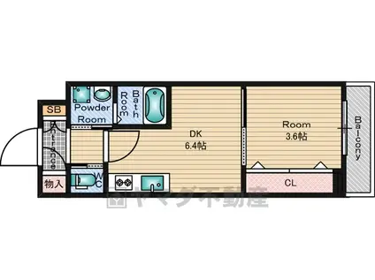K´S SQUARE ESAKA(1DK/6階)の間取り写真