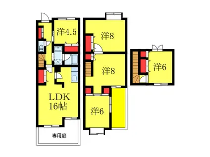 ドミール・ヤマノウチB棟(5LDK/1階)の間取り写真