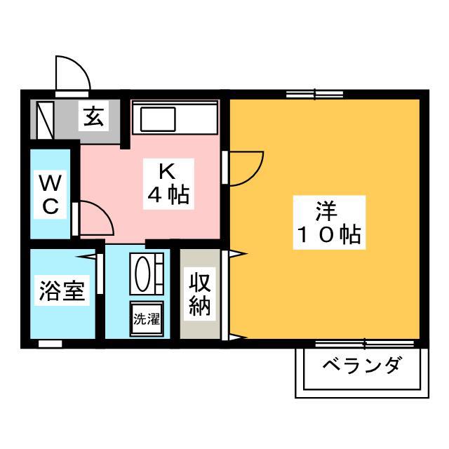 セジュールエントピアIIA棟(1K/2階)の間取り写真