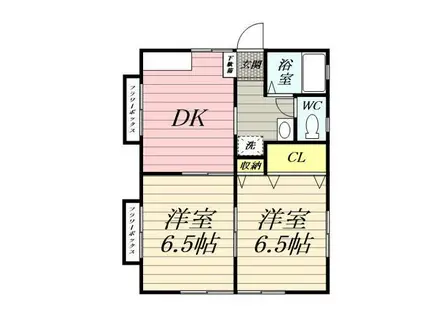 フラワーハイツ(2DK/1階)の間取り写真