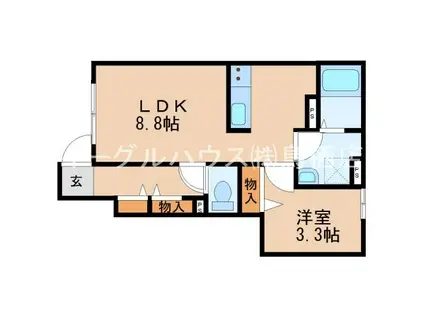 バローニ A(1LDK/1階)の間取り写真