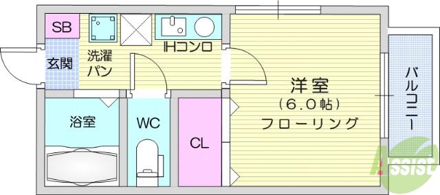 T・Kハイツ(1K/1階)の間取り写真