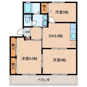 キャンディハウス B棟(3DK/1階)の間取り写真