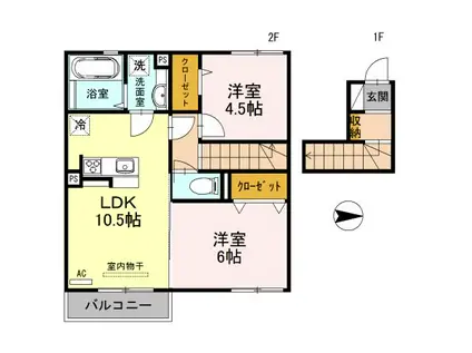 YS COURT 横田(2LDK/2階)の間取り写真