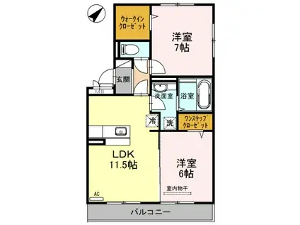 ウエストゲート(2LDK/3階)の間取り写真