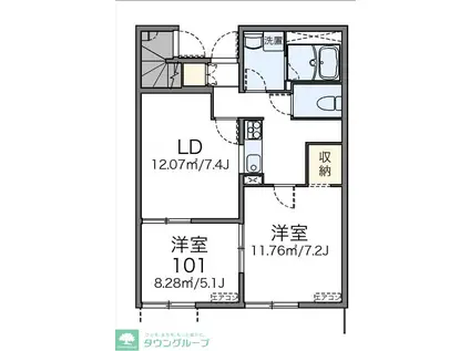 レオネクストハッピースクエア(2LDK/1階)の間取り写真