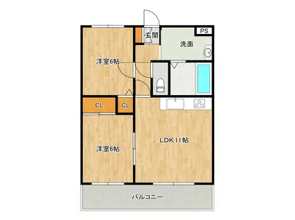 グランエトワール(2LDK/1階)の間取り写真